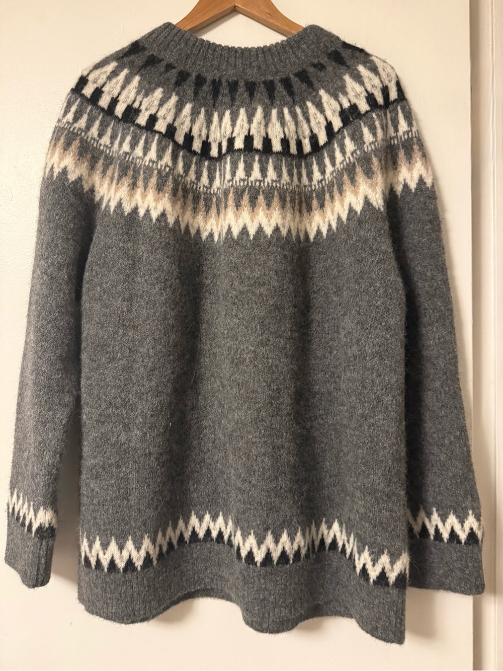 NWOT Pendleton Gray Fair Isle Crewneck Sweater with Cream & Black Accents - Picture 3 of 7